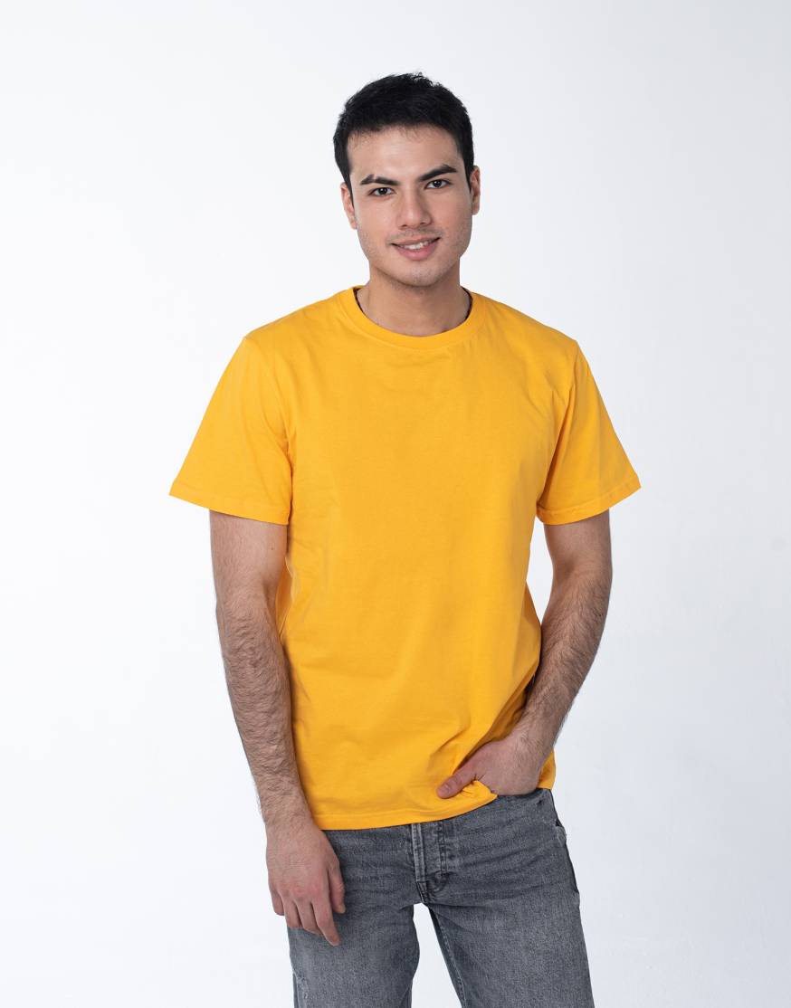 Желтая мужская футболка с лайкрой оптом
