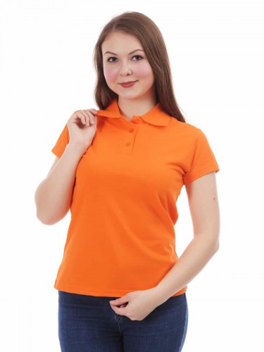Оранжевая рубашка ПОЛО женская оптом - Оранжевая рубашка ПОЛО женская оптом