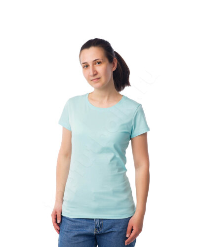 Светло-голубая женская футболка оптом - Светло-голубая женская футболка оптом