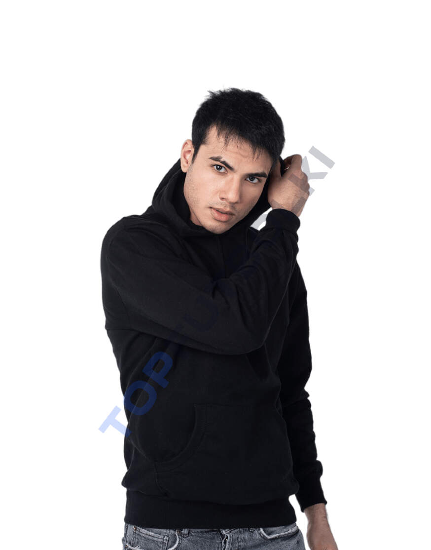 Чёрная толстовка с капюшоном мужская оптом